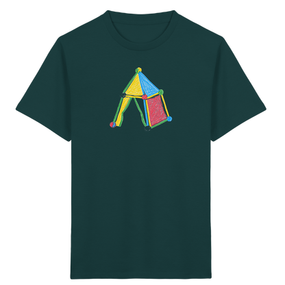 Buntes Farbpunkt Zelt Motiv - Kinder Bio T-Shirt
