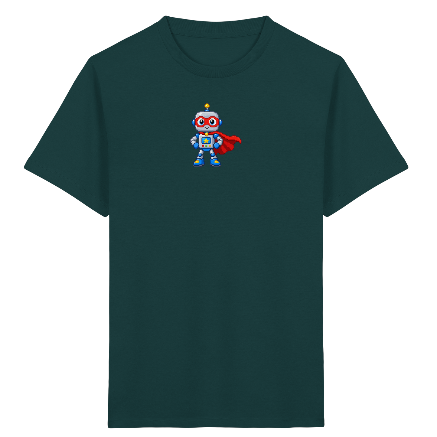 Pixel-Roboter Superhelden-Shirt: Freundliches Design - Kinder T-Shirt