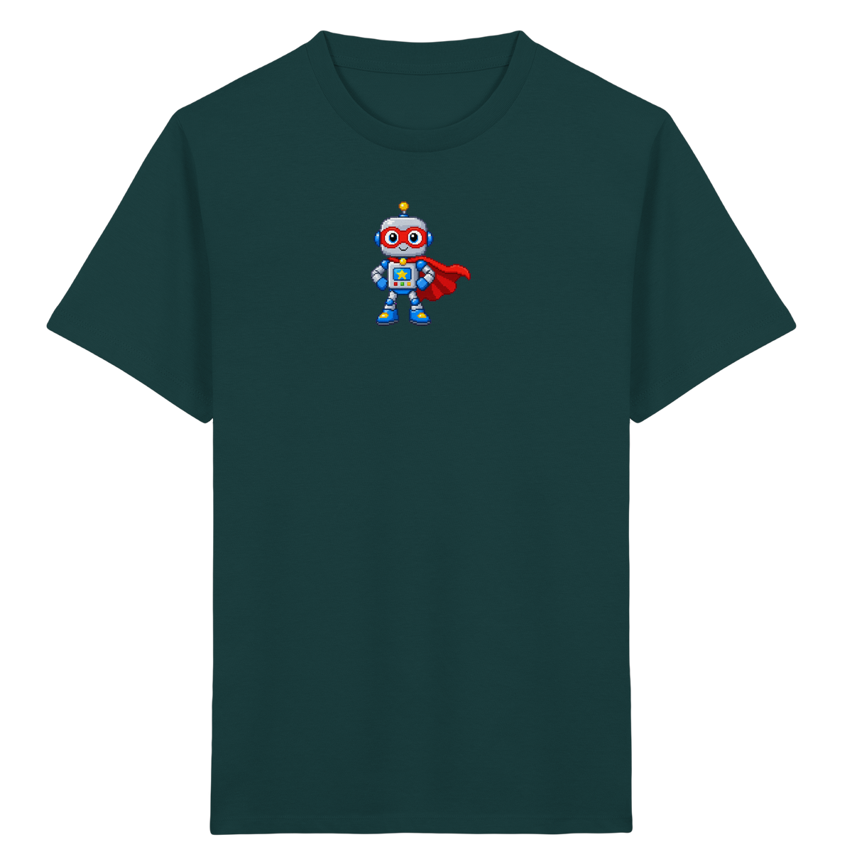 Pixel-Roboter Superhelden-Shirt: Freundliches Design - Kinder Bio T-Shirt