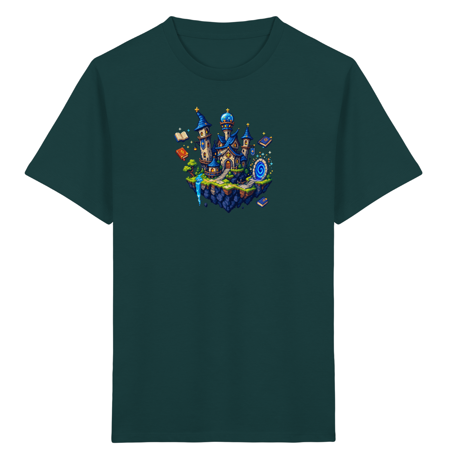 Magische Akademie schwebende Insel Pixel-Shirt - Kinder Bio T-Shirt