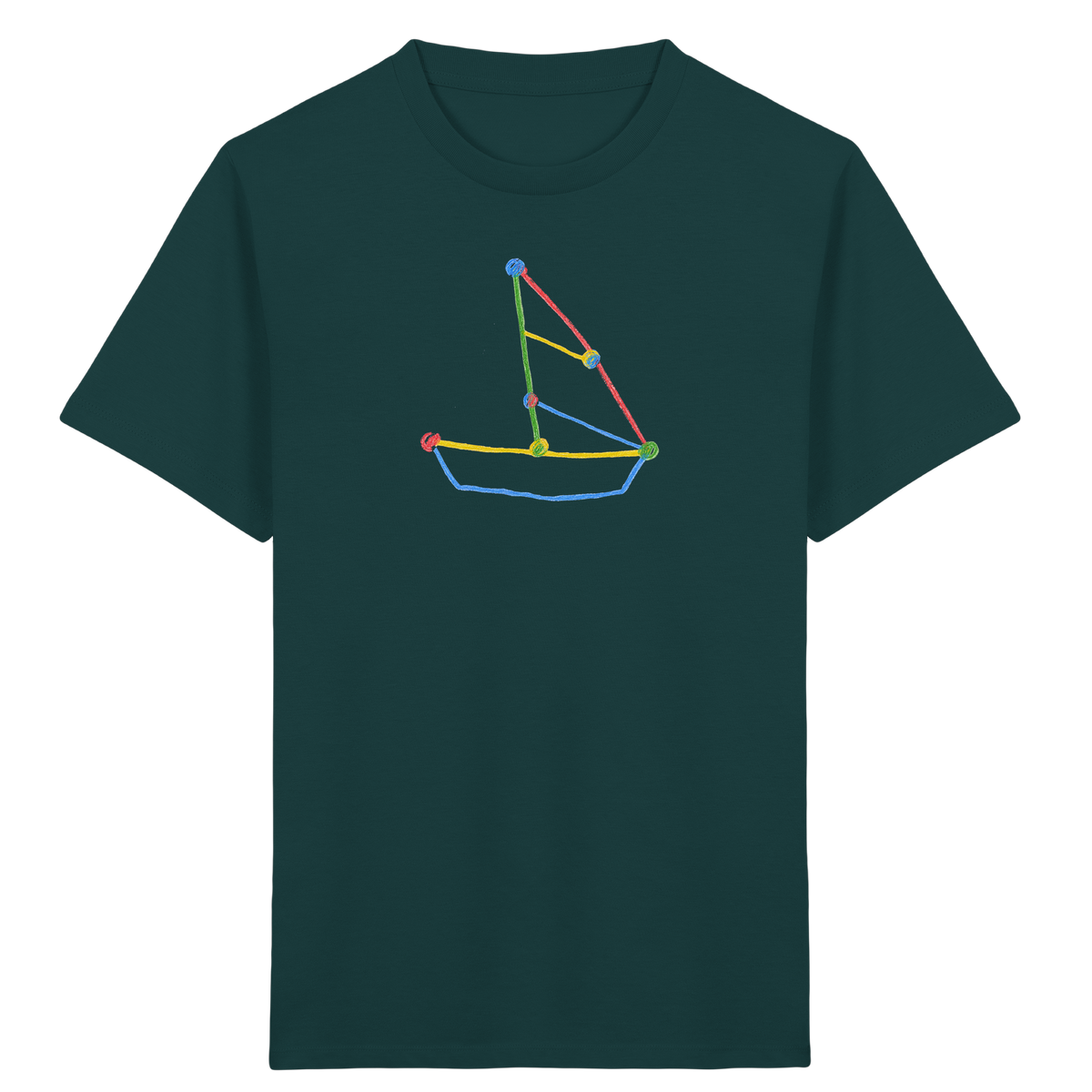 Buntes Farbpunkt Segelboot - Kinder Bio T-Shirt