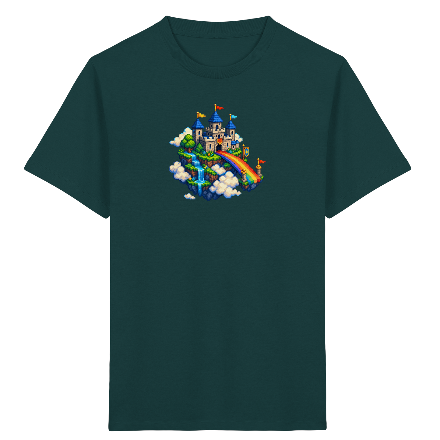 Magische Märchenburg im Pixel Art Design - Kinder Bio T-Shirt