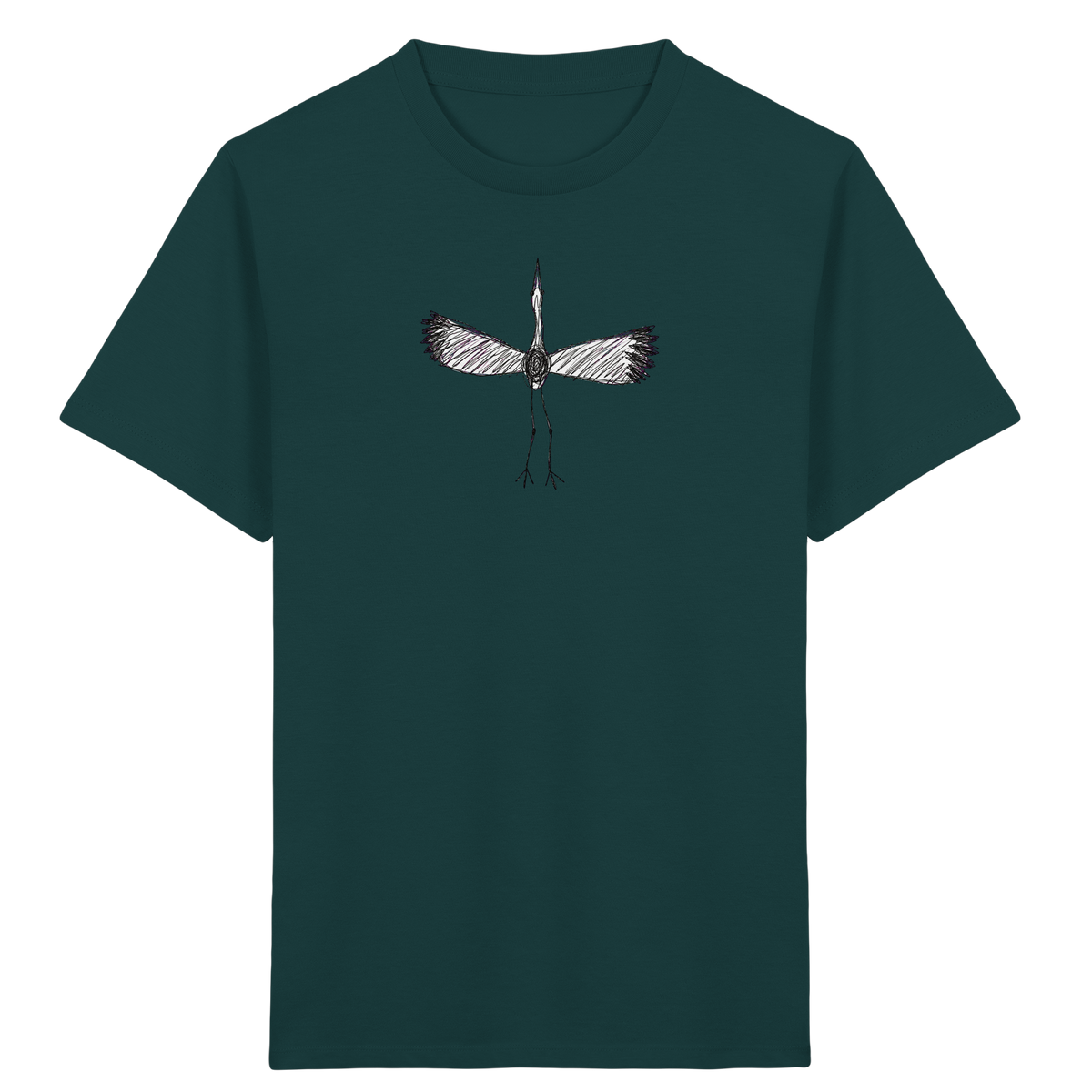 Storch von oben gezeichnet - Kinder Bio T-Shirt