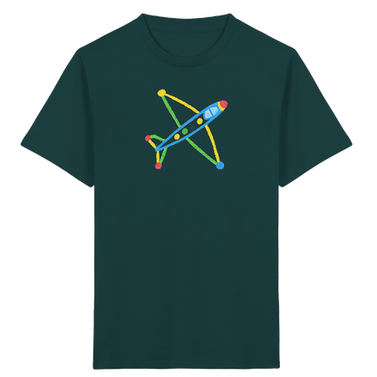Buntes Flugzeug mit Farbpunkten - Kinder Bio T-Shirt