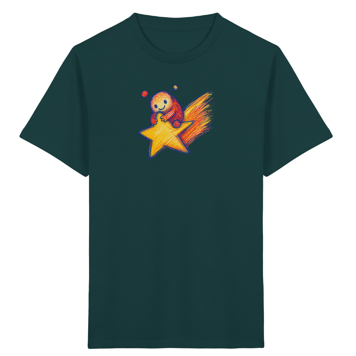 Kleines Monster auf Sternschnuppe - Kinder Bio T-Shirt