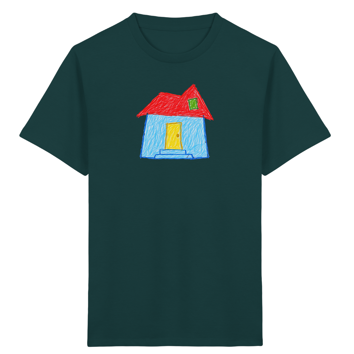 Rotes Knickdachhaus für Kinder - Kinder Bio T-Shirt