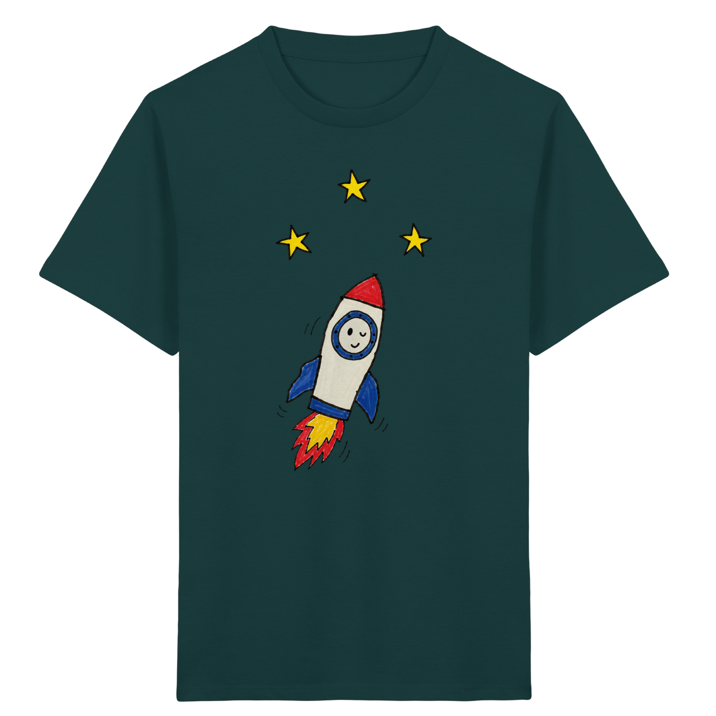 Fröhliches Raketen T-Shirt für Abenteurer - Kinder Bio T-Shirt