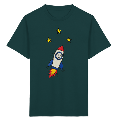 Fröhliches Raketen T-Shirt für Abenteurer - Kinder Bio T-Shirt