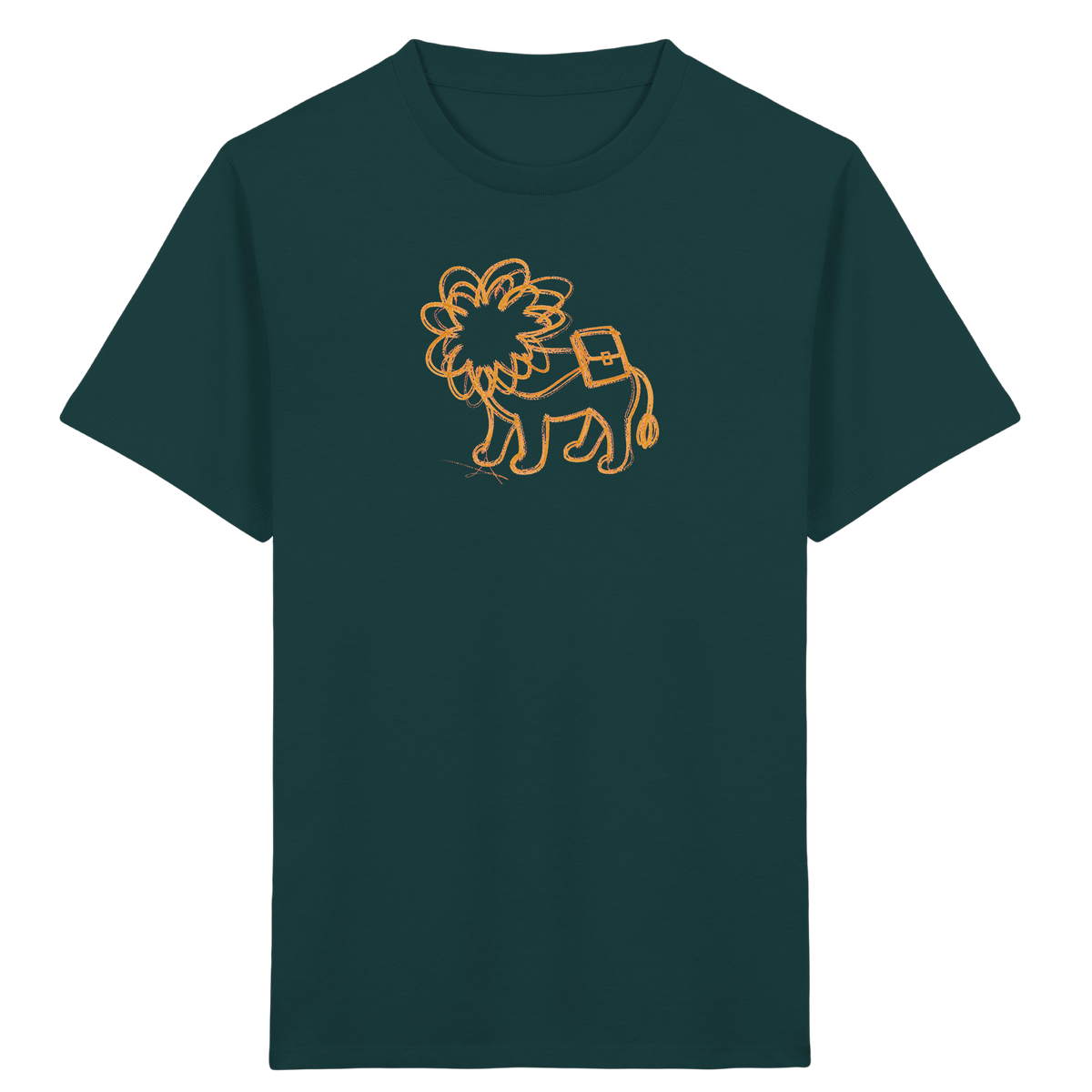 Senfgelber Krakellöwe mit Ranzen - Kinder Bio T-Shirt