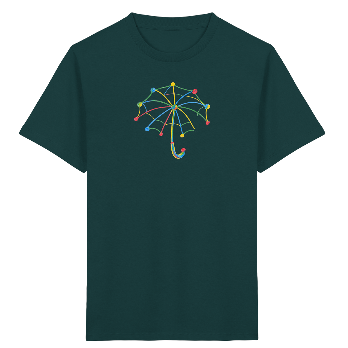 Bunter Farbpunkt Regenschirm - Kinder Bio T-Shirt