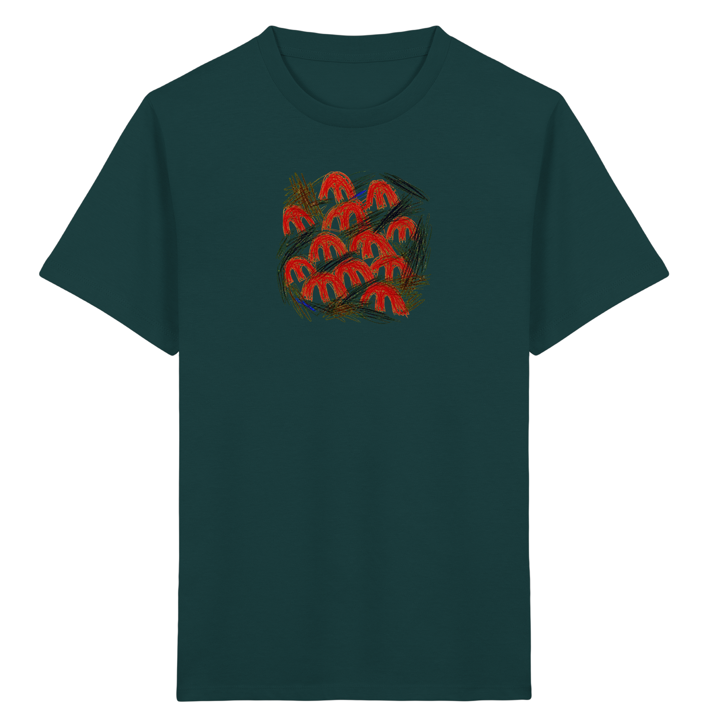 Glazed-Green Kinder Bio T-Shirt mit Pilz-Motiv im Kritzelstil