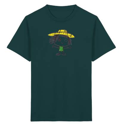 Kritzelkopf mit gelbem Strohhut - Kinder Bio T-Shirt