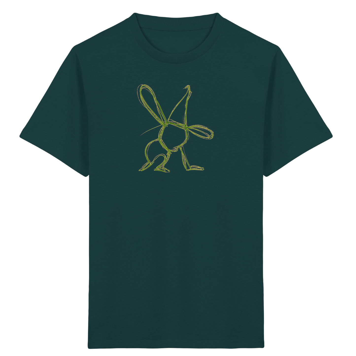 Moosgrüner Wackelhase mit Schultüte - Kinder Bio T-Shirt