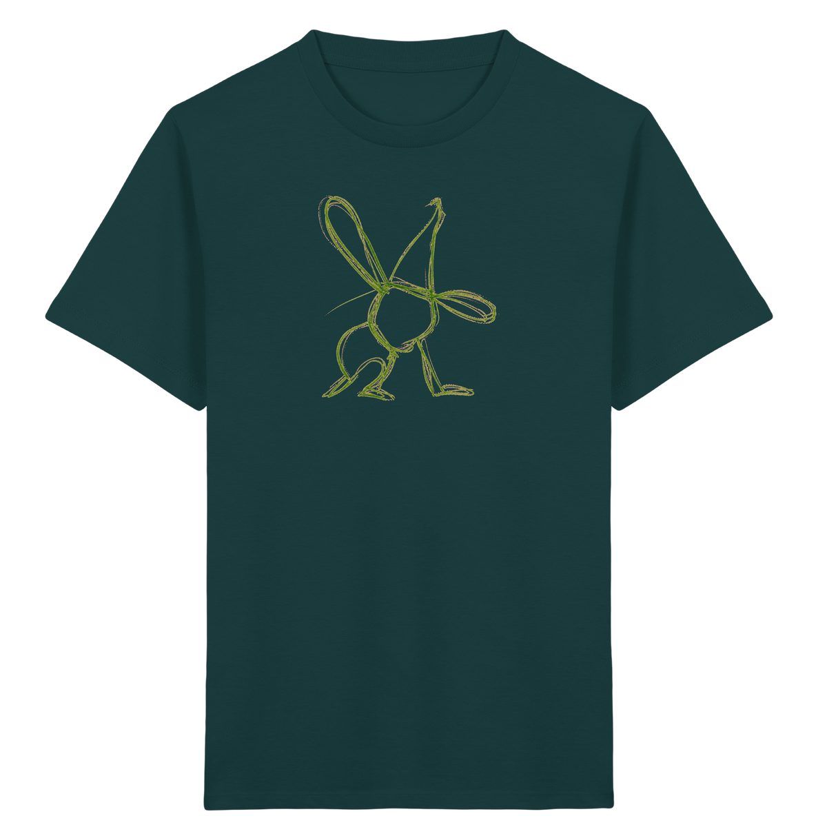 Moosgrüner Wackelhase mit Schultüte - Kinder Bio T-Shirt