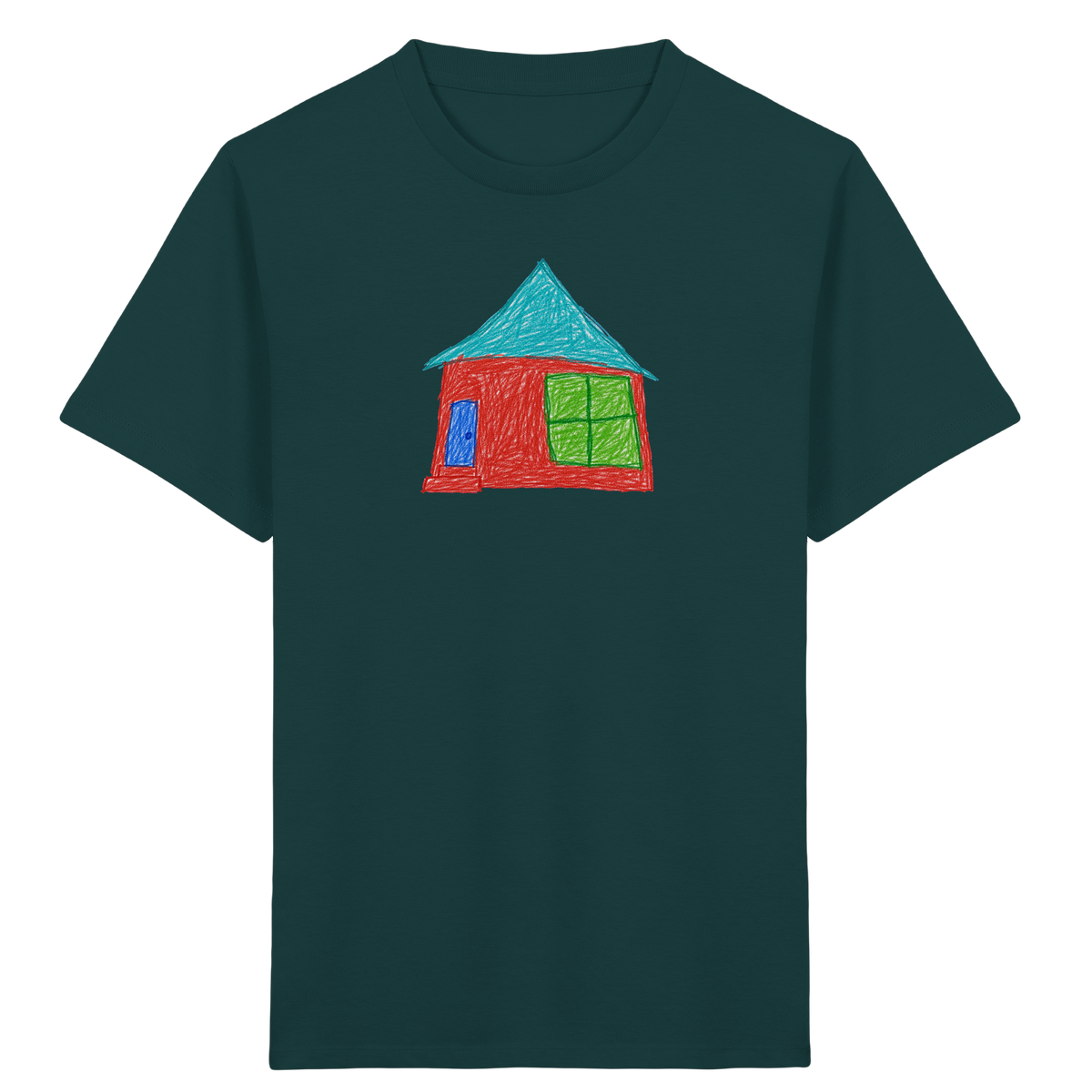 Rotes Haus mit Türkisdach - Kinder Bio T-Shirt