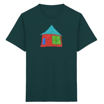 Rotes Haus mit Türkisdach - Kinder Bio T-Shirt