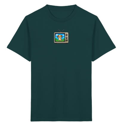 Pixel Hund im Retro Fernseher - Kinder Bio T-Shirt