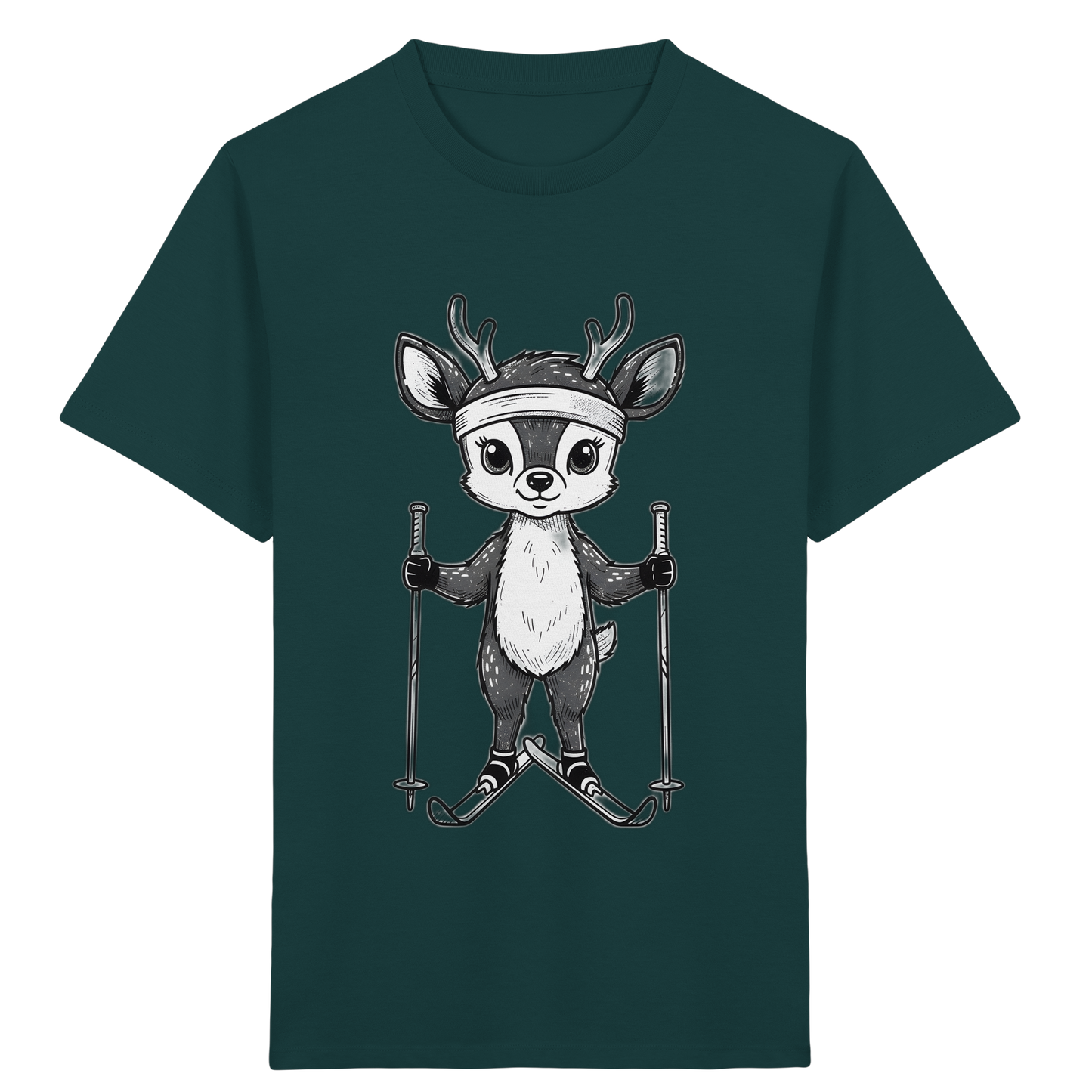 Niedliches Reh auf Skiern T-Shirt - Kinder Bio T-Shirt