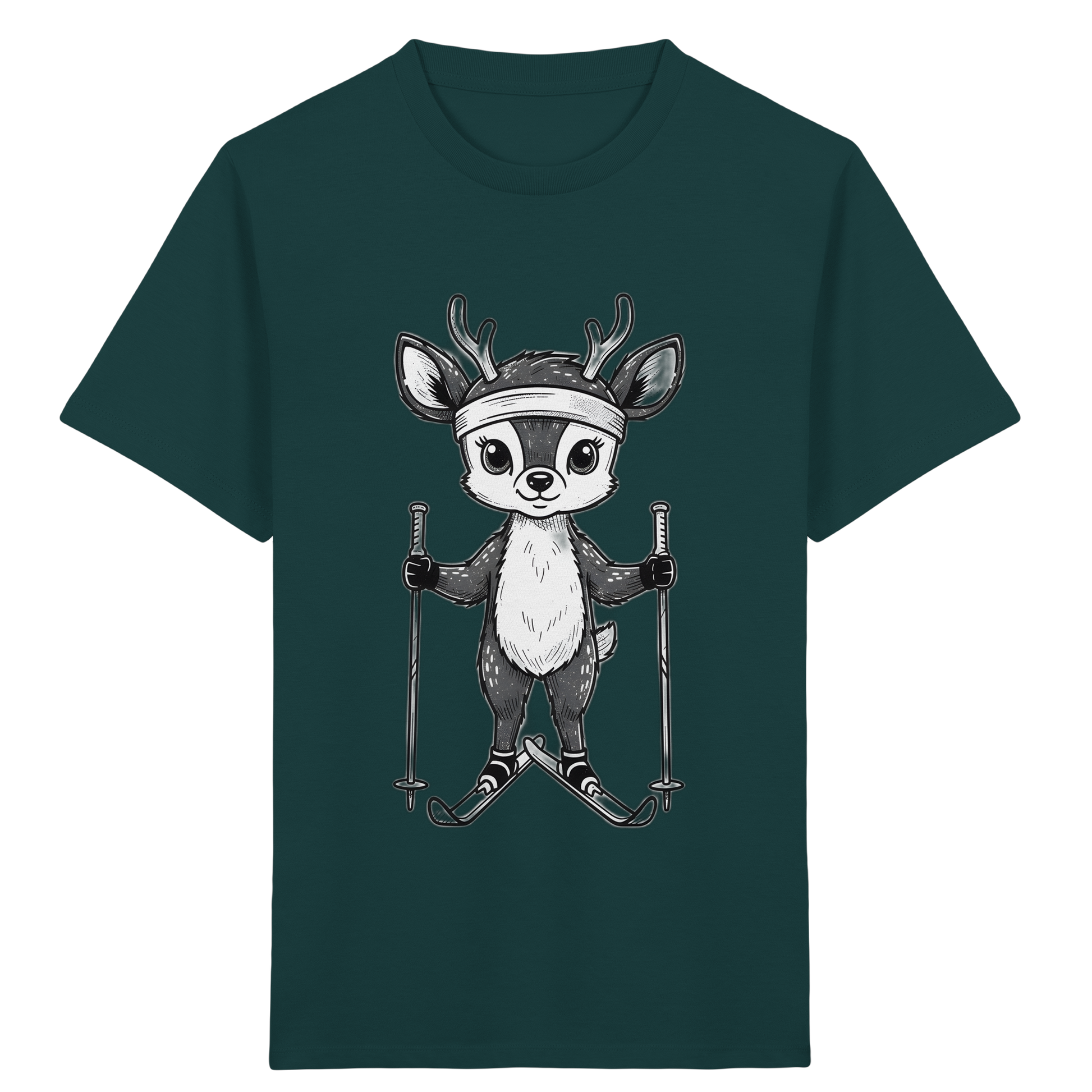 Niedliches Reh auf Skiern T-Shirt - Kinder Bio T-Shirt
