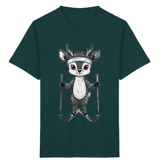 Niedliches Reh auf Skiern T-Shirt - Kinder Bio T-Shirt