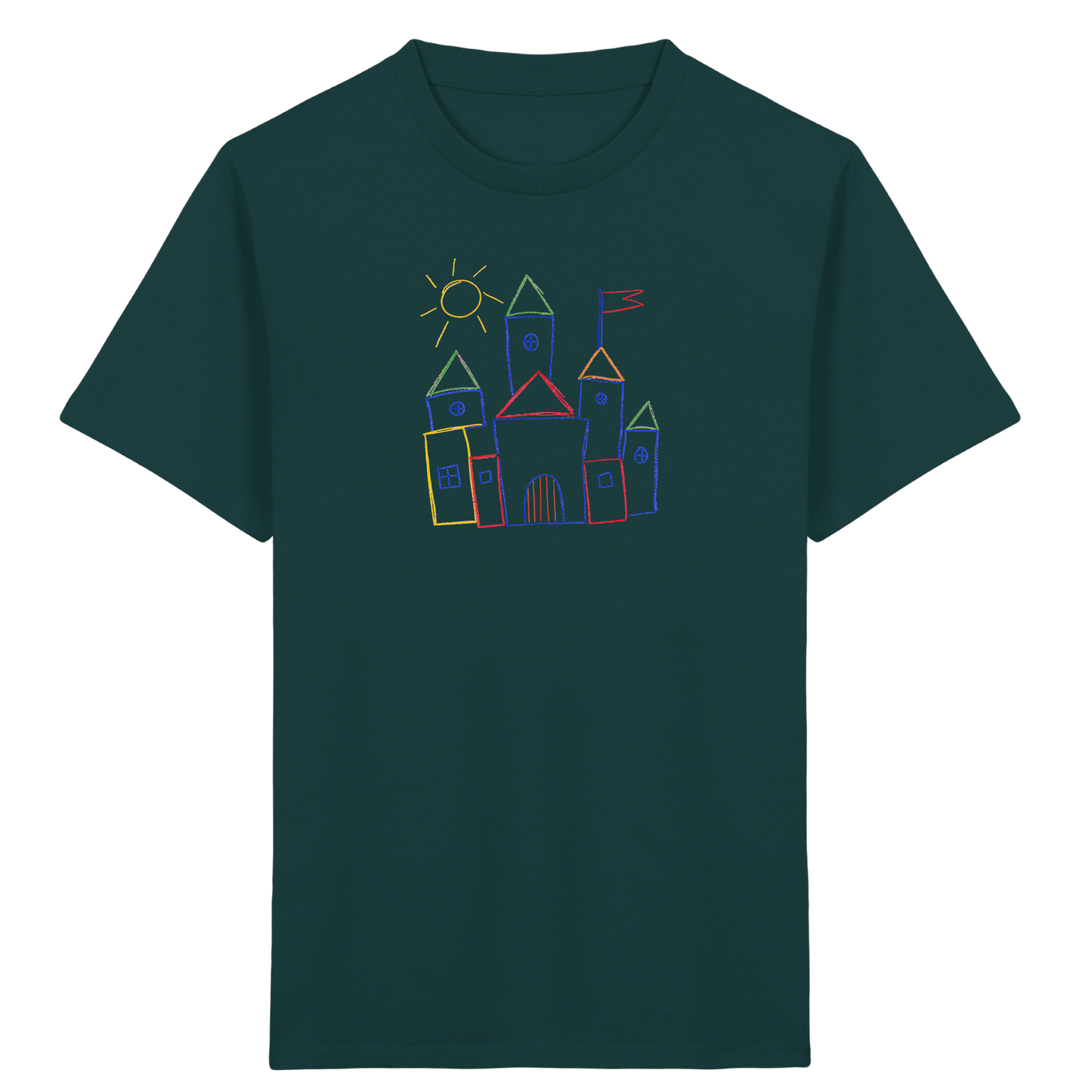 Fröhliches T-Shirt mit Märchenburg Motiv - Kinder Bio T-Shirt