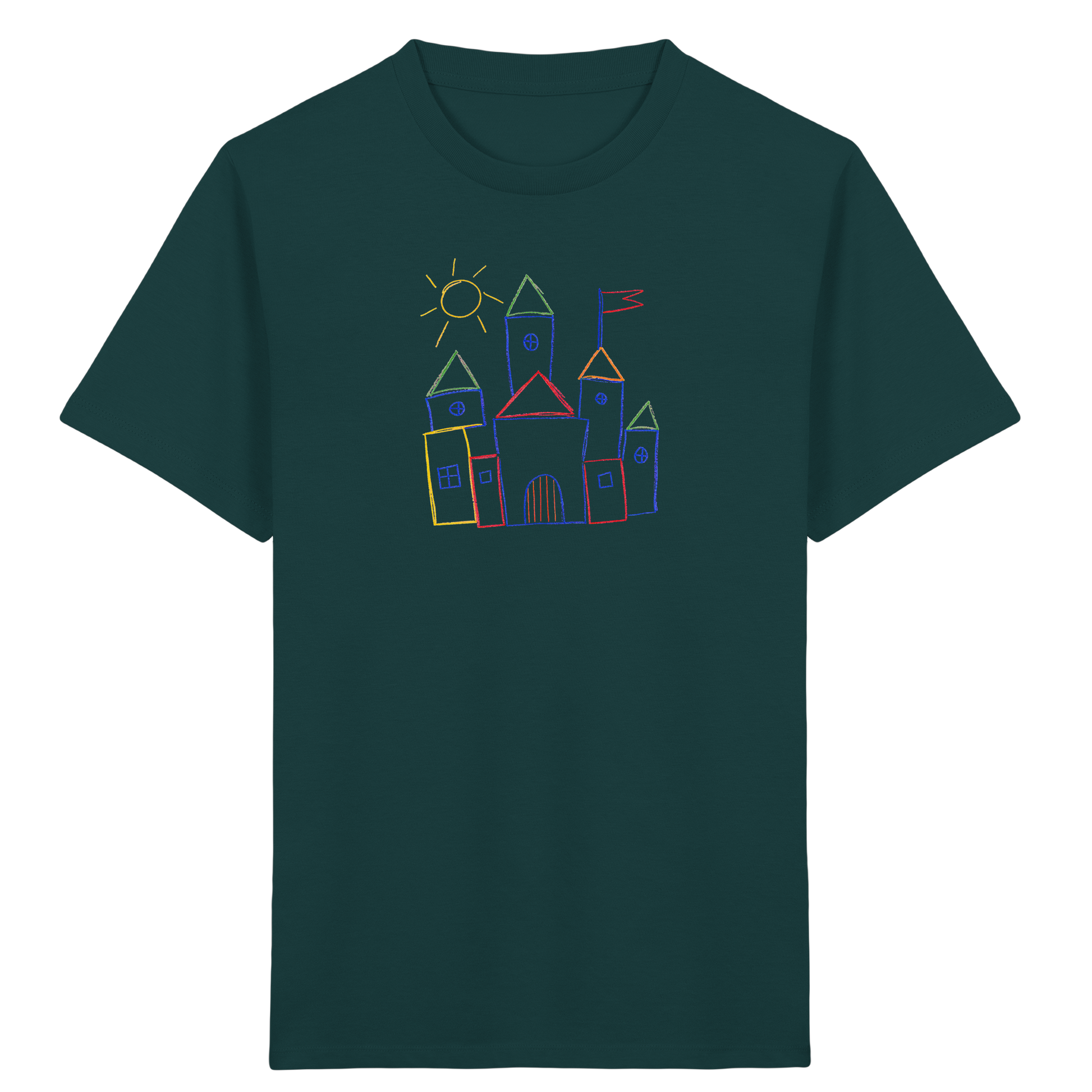 Fröhliches T-Shirt mit Märchenburg Motiv - Kinder Bio T-Shirt
