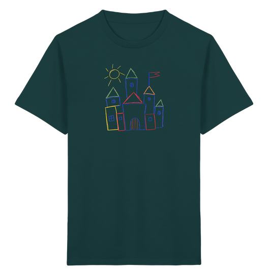 Fröhliches T-Shirt mit Märchenburg Motiv - Kinder Bio T-Shirt