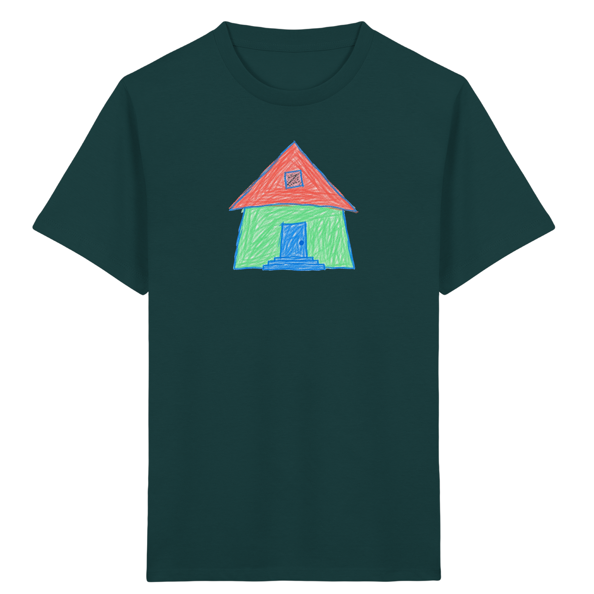 Mintgrünes Haus mit Spitzdach - Kinder Bio T-Shirt