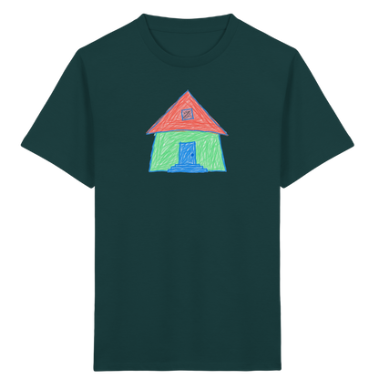 Mintgrünes Haus mit Spitzdach - Kinder Bio T-Shirt
