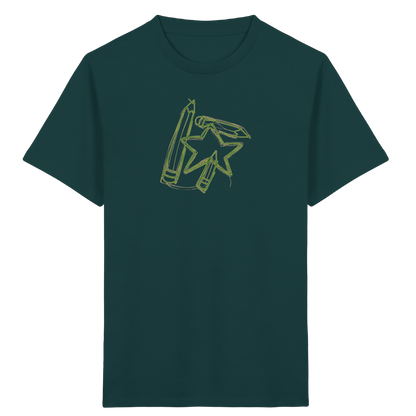 Grüne Stiftefamilie mit Mutstern - Kinder Bio T-Shirt