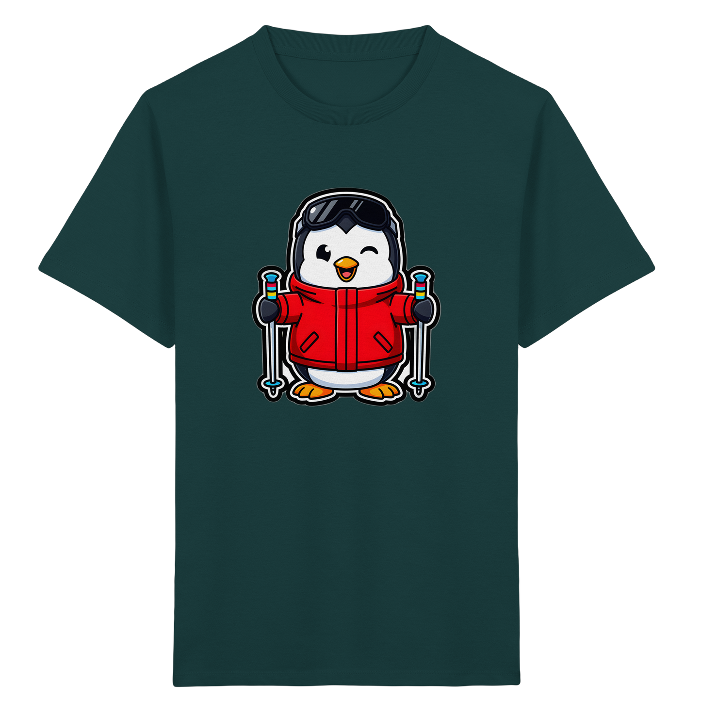 Fröhlicher Pinguin Ski Abenteuer Shirt - Kinder Bio T-Shirt