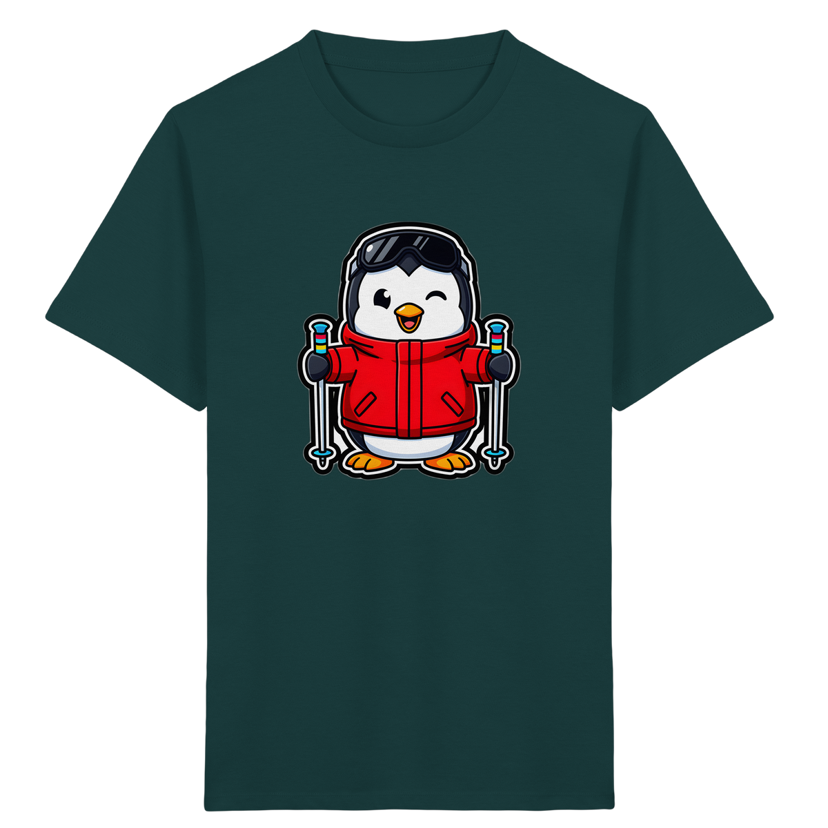 Fröhlicher Pinguin Ski Abenteuer Shirt - Kinder Bio T-Shirt