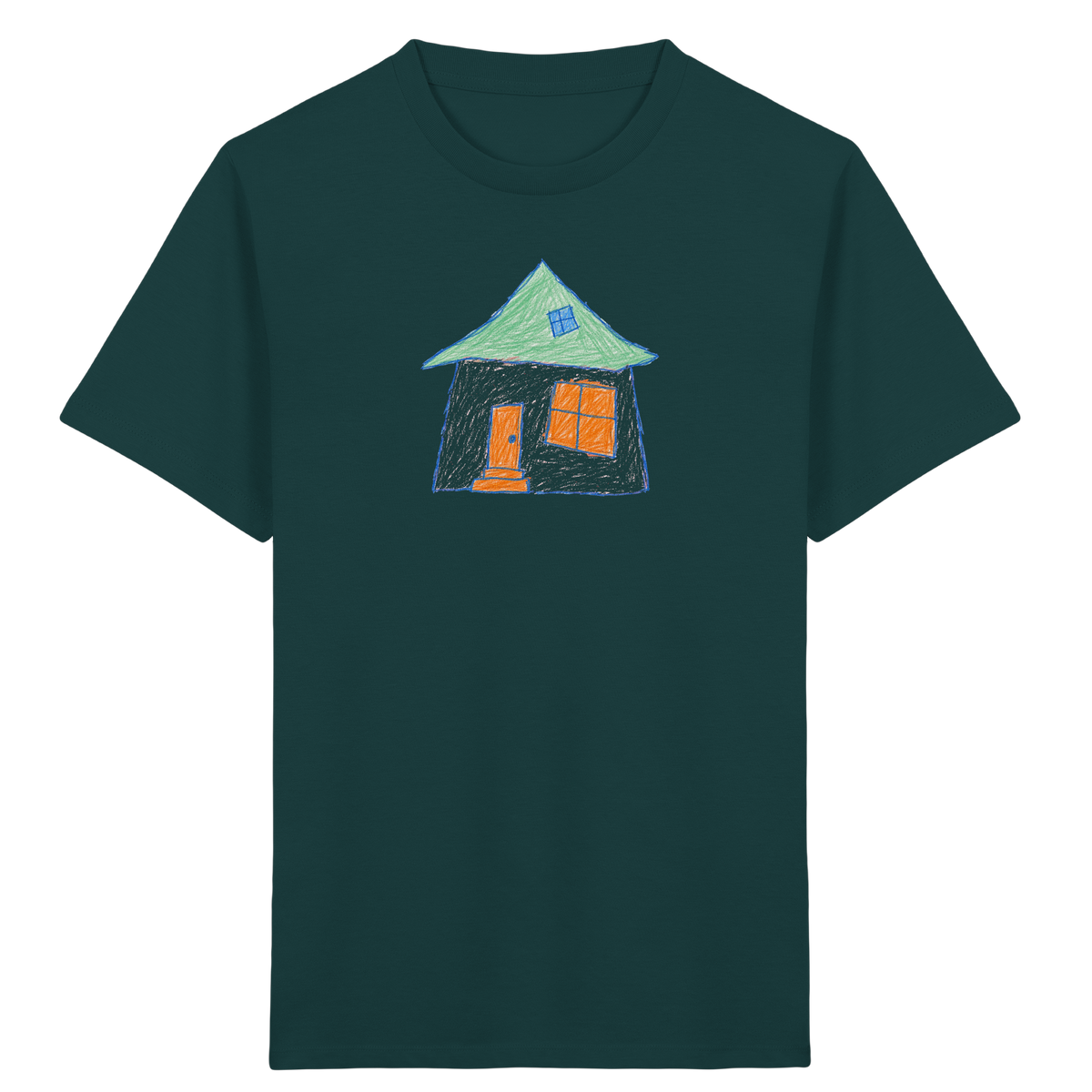 Rosa Haus mit Dachfenster - Kinder Bio T-Shirt