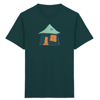 Rosa Haus mit Dachfenster - Kinder Bio T-Shirt