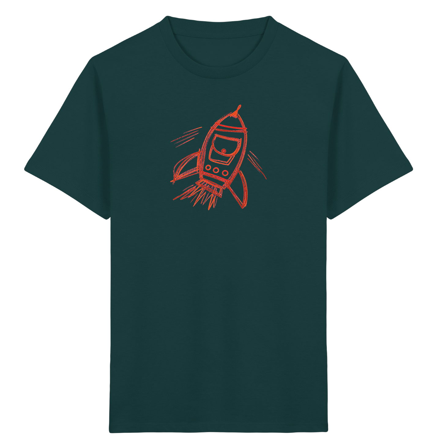 Kupferne Schulrakete mit Ranzenfenster - Kinder Bio T-Shirt