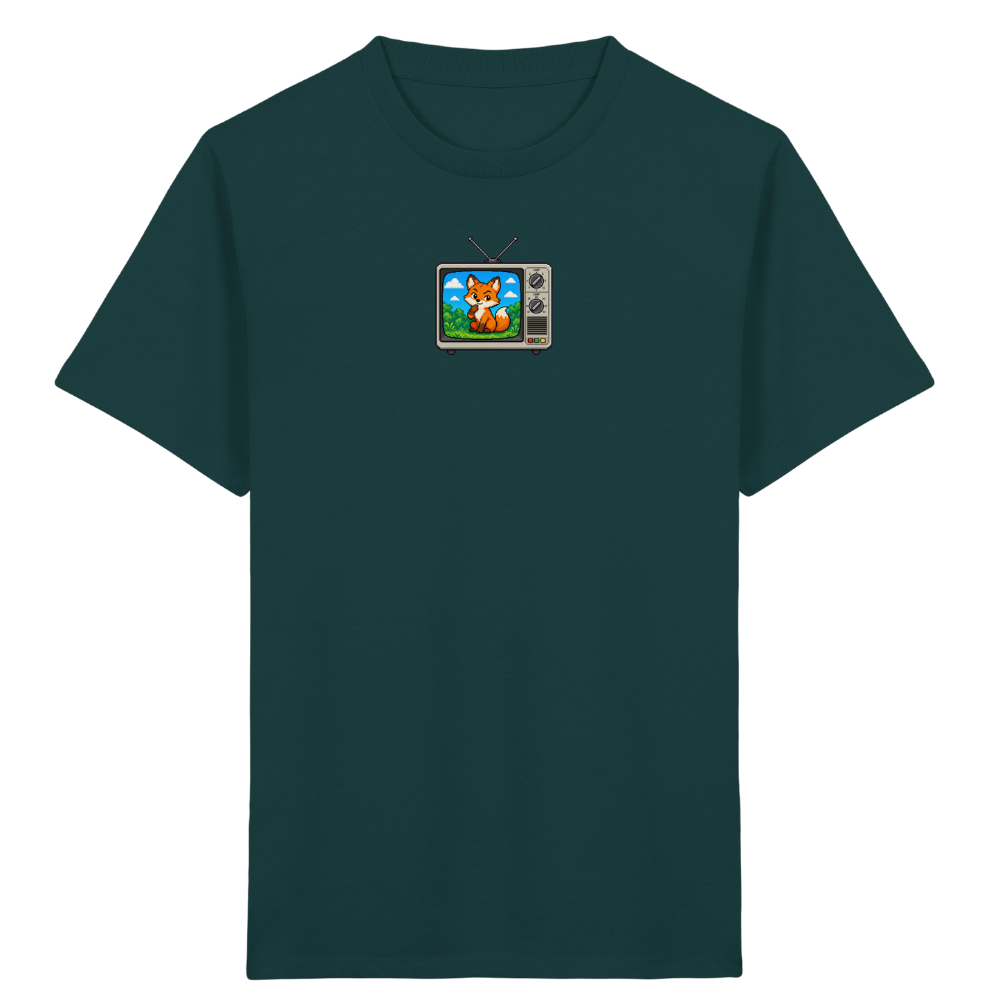 Pixel Fuchs im Retro Fernseher - Kinder Bio T-Shirt