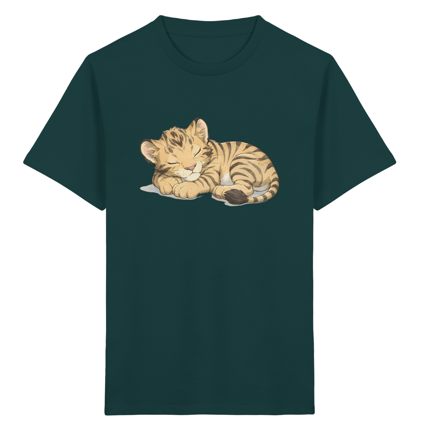 Schlafendes Tigerjunges: Kuscheliges Aquarell T-Shirt - Kinder Bio T-Shirt