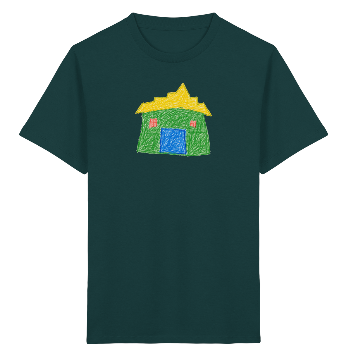 Grünes Haus mit Stufendach - Kinder Bio T-Shirt
