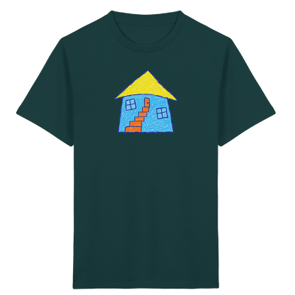 Blaues Treppenhaus Kinderzeichnung - Kinder Bio T-Shirt