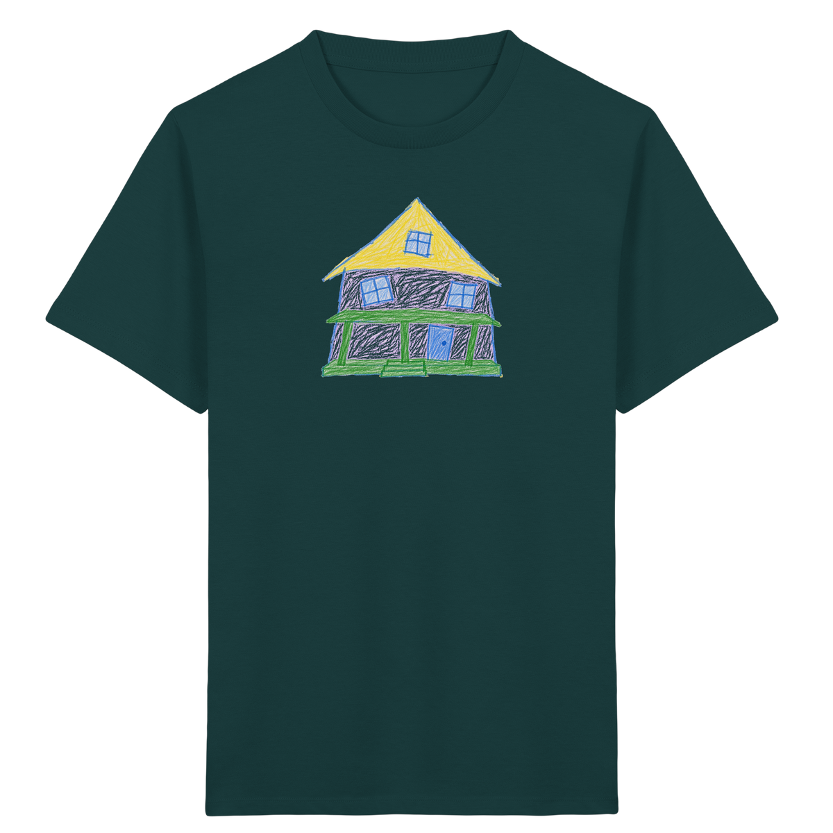 Lila Haus mit Veranda - Kinder Bio T-Shirt