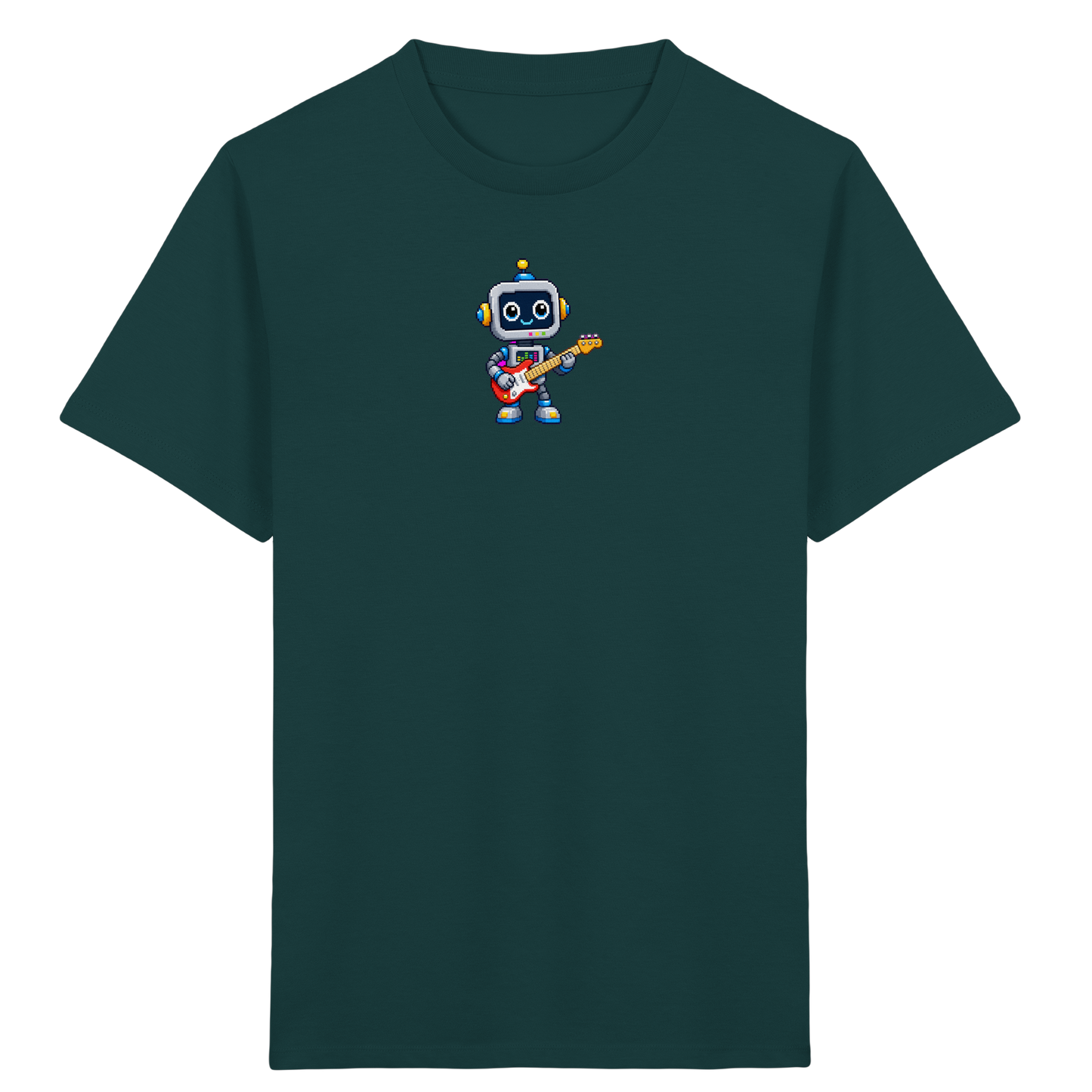 Pixel Roboter rockt E-Gitarre - Kinder T-Shirt