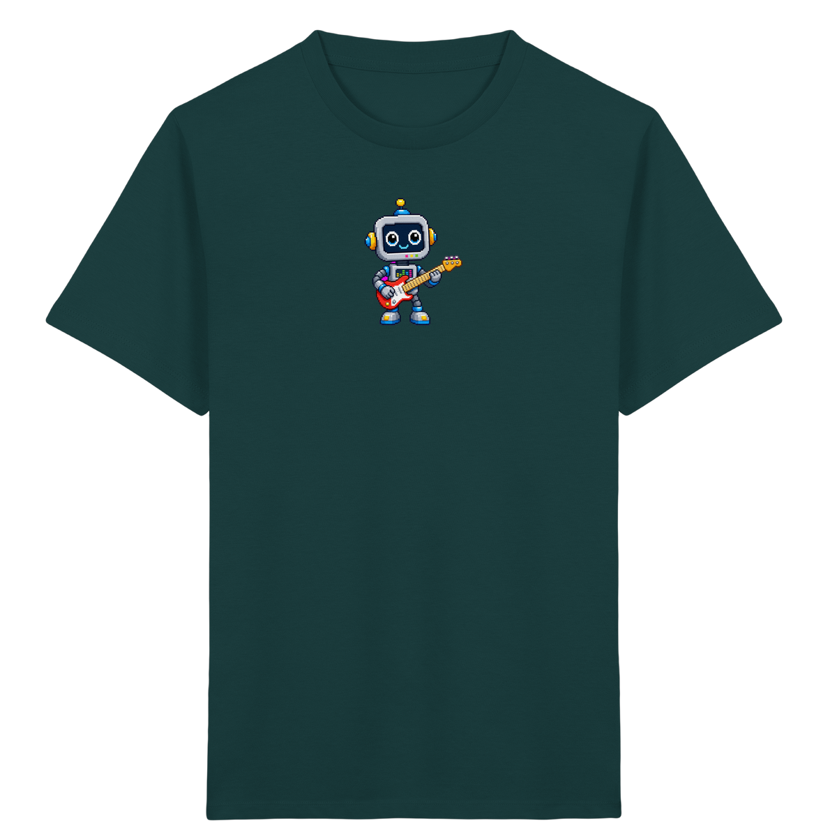 Pixel Roboter rockt E-Gitarre - Kinder T-Shirt