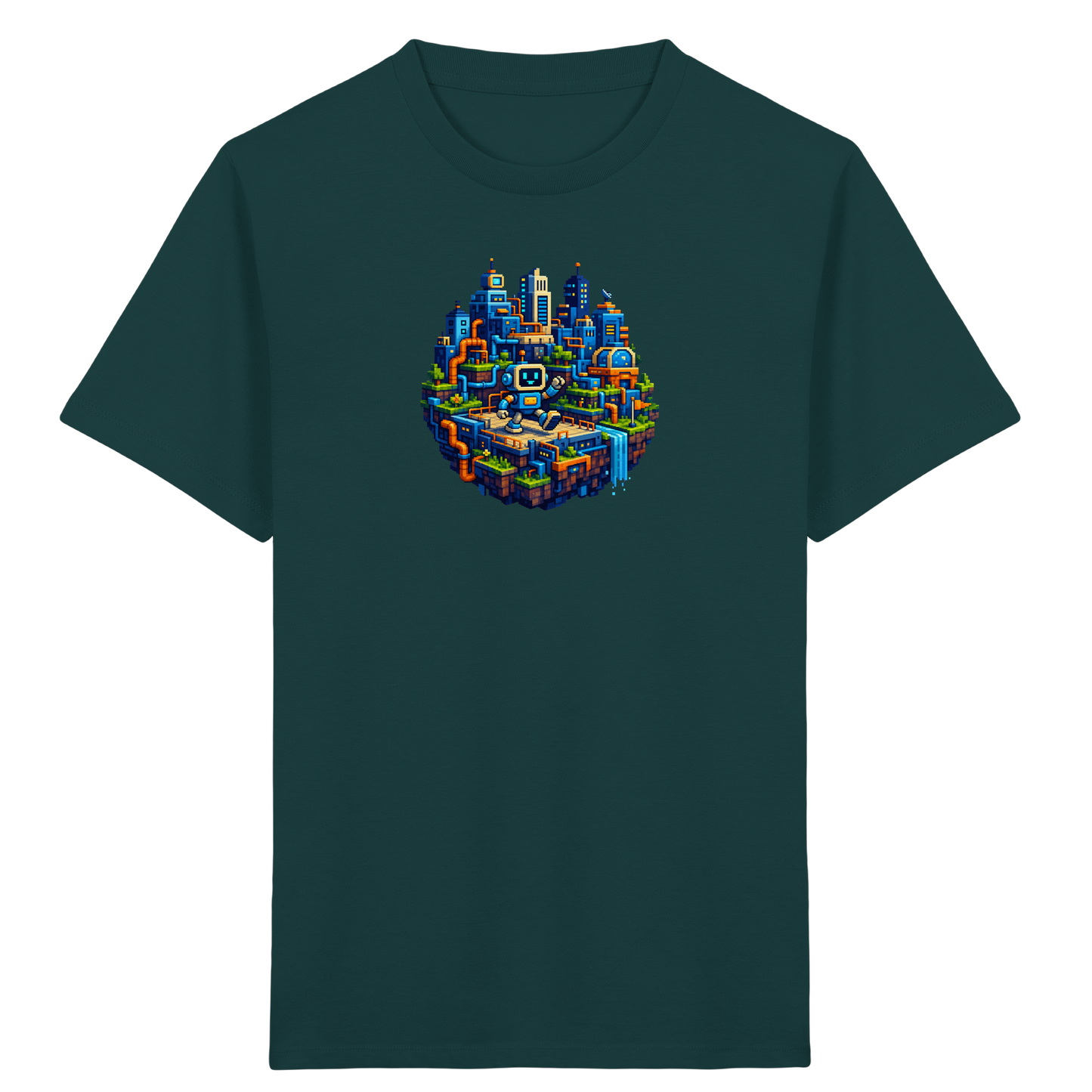 Pixel Roboter Insel Abenteuer T-Shirt - Kinder Bio T-Shirt