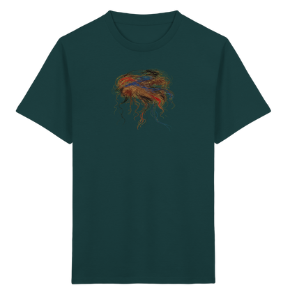 Glazed-Green Kinder Bio T-Shirt mit abstraktem Quallen-Motiv