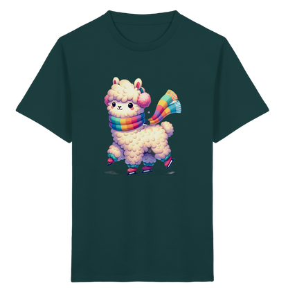Alpaka auf Schlittschuhen – Kinder Bio-T-Shirt