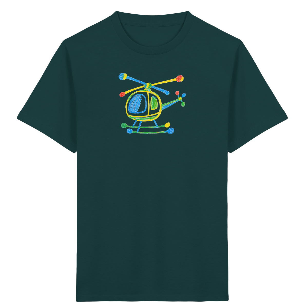 Bunter Farbpunkt Hubschrauber - Kinder Bio T-Shirt