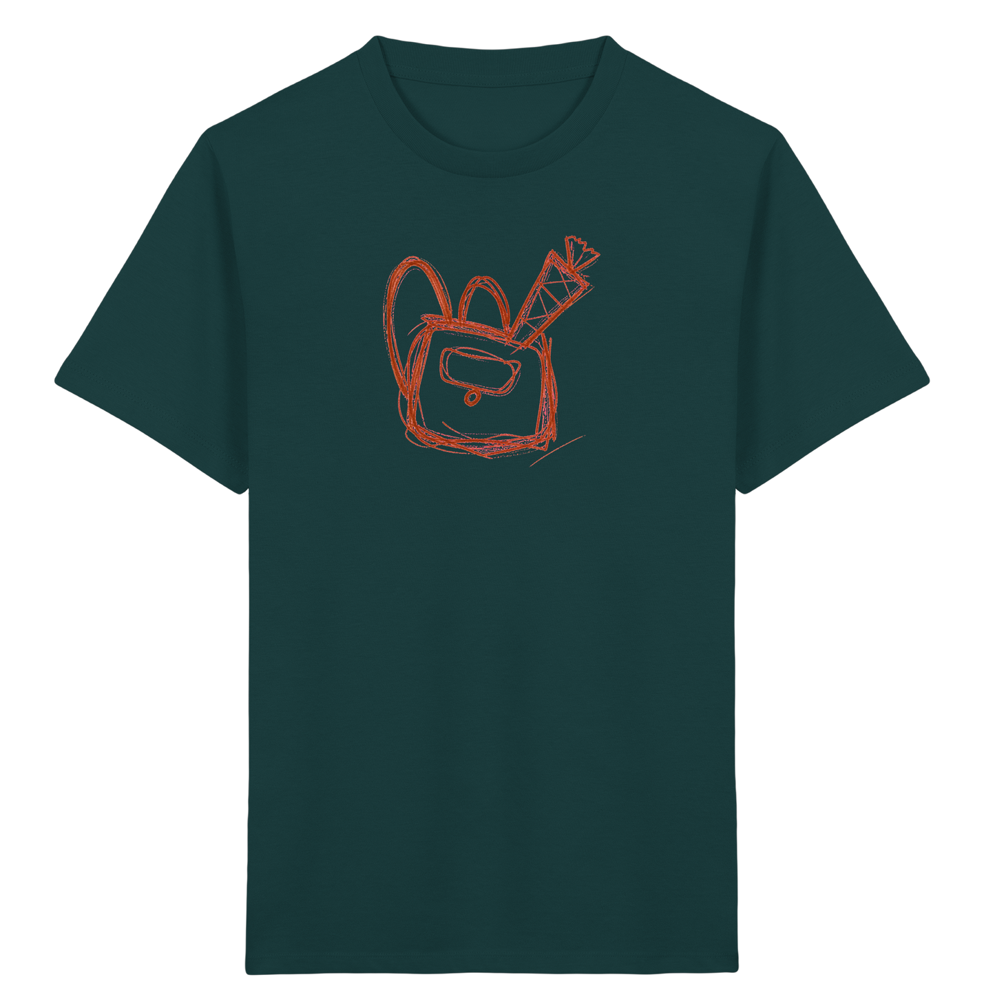 Zimtbrauner Ranzen mit Schultüte - Kinder Bio T-Shirt