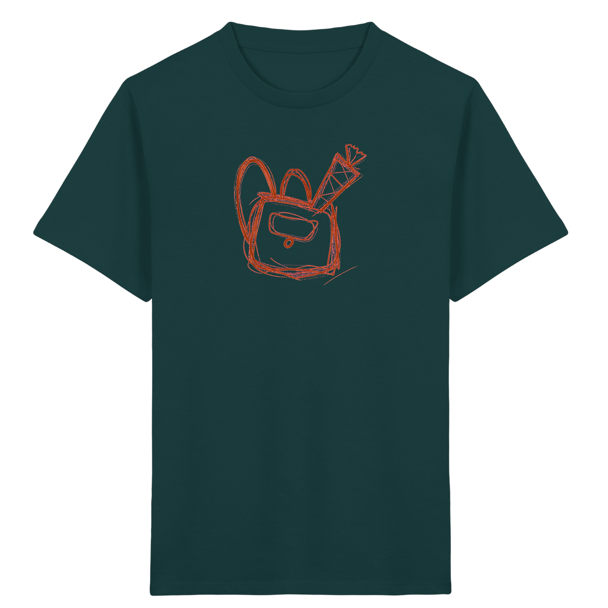 Zimtbrauner Ranzen mit Schultüte - Kinder Bio T-Shirt