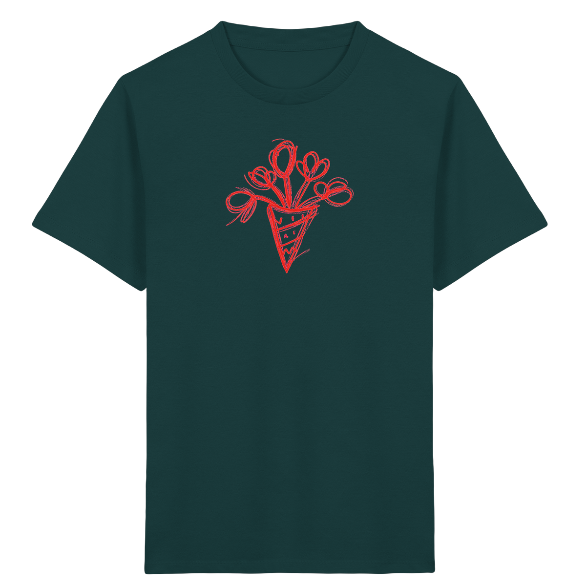 Korallrote Blumenschultüte Kinder T-Shirt - Kinder Bio T-Shirt