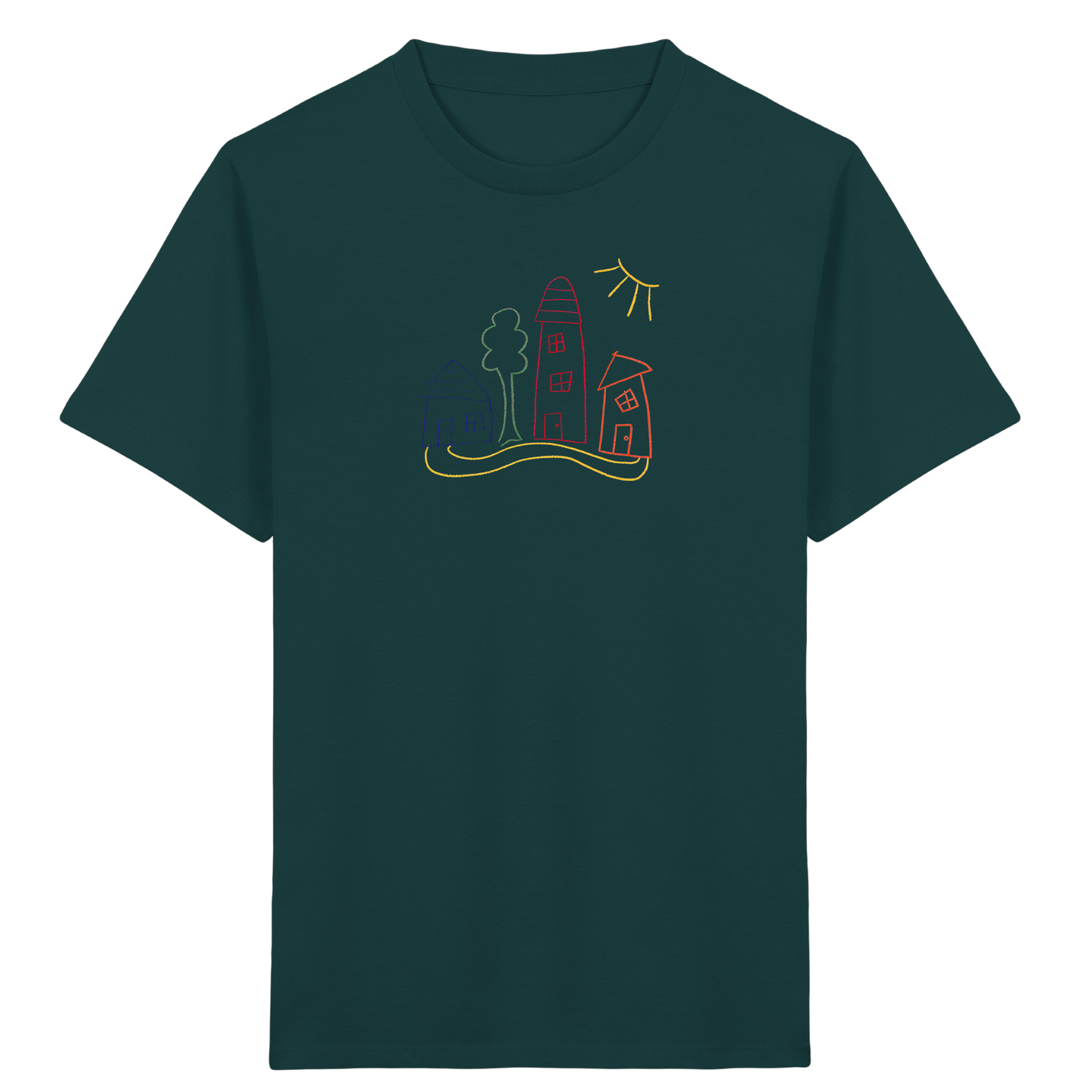 Buntes Dorf T-Shirt für Kinder - Kinder Bio T-Shirt